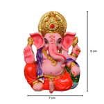 Resin Ganesha Murti Idol Statue Sculpture - 9cm Bodycolour with Multicolour Decoration | Divine Home Decor - Divinesansar
