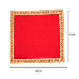 Red Velvet Pooja Aasan Cloth (Set of 2) - Divinesansar