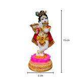 Resin Krishna Kishan Murti Idol Statue Sculpture - 15cm Multicolour | Spiritual Decor - Divinesansar