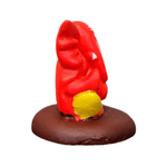 Resin Ganesha Murti Idol Statue Sculpture - 5cm x 5cm Saffron Colour with Brown Platform | Miniature Divine Decor - Divinesansar