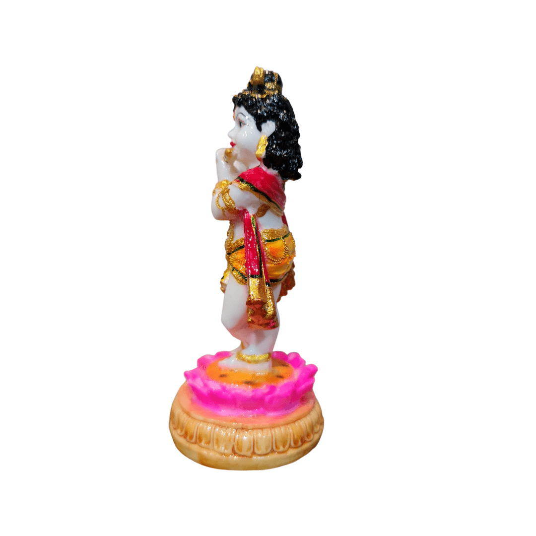 Resin Krishna Kishan Murti Idol Statue Sculpture - 15cm Multicolour | Spiritual Decor - Divinesansar