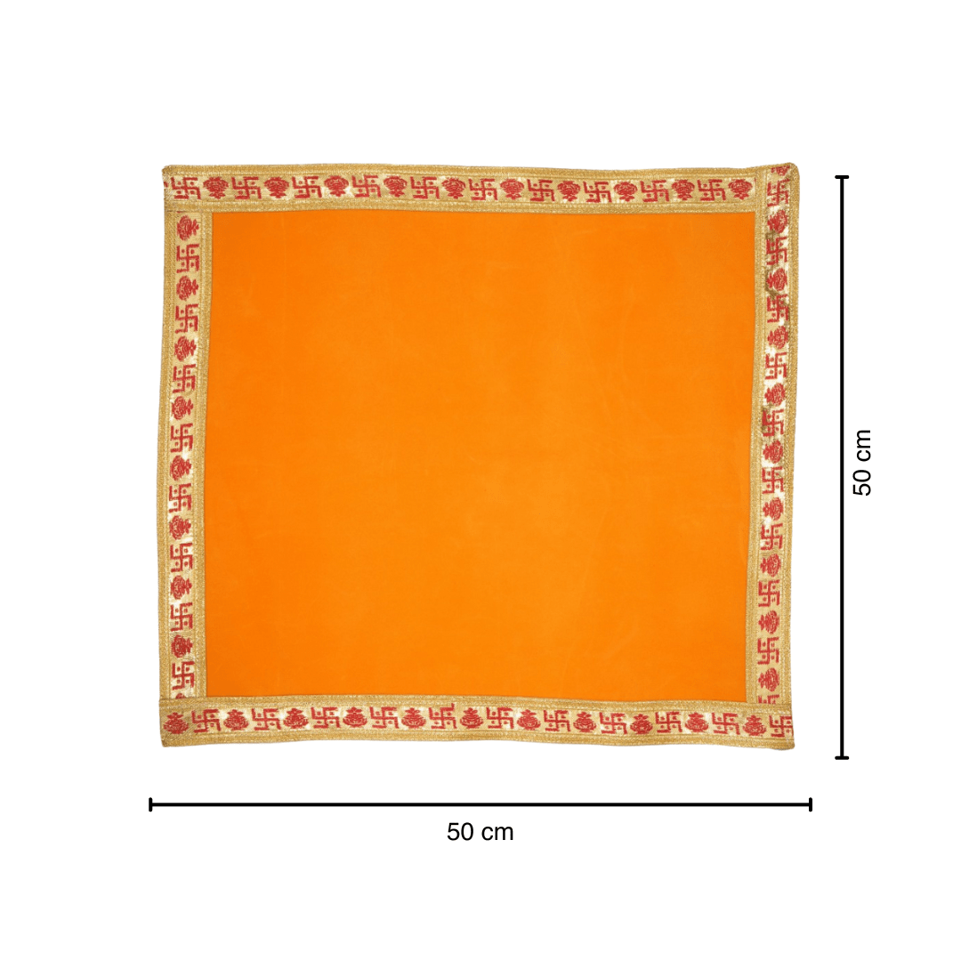 Yellow Velvet Pooja Aasan Cloth (Set of 2) - Divinesansar