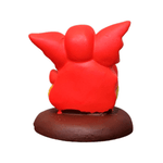 Resin Ganesha Murti Idol Statue Sculpture - 5cm x 5cm Saffron Colour with Brown Platform | Miniature Divine Decor - Divinesansar