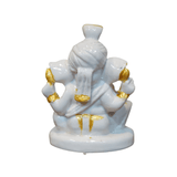 Ganesh Murti Porcelain - 8.5cm x 6.5cm White Hand-Painted - Divinesansar