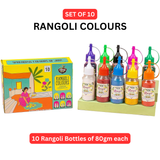 10 Rangoli Colour Powder Bottles