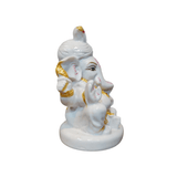 Ganesh Murti Porcelain - 8.5cm x 6.5cm White Hand-Painted - Divinesansar