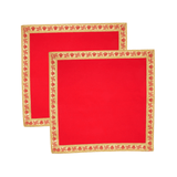 Red Velvet Pooja Aasan Cloth (Set of 2) - Divinesansar