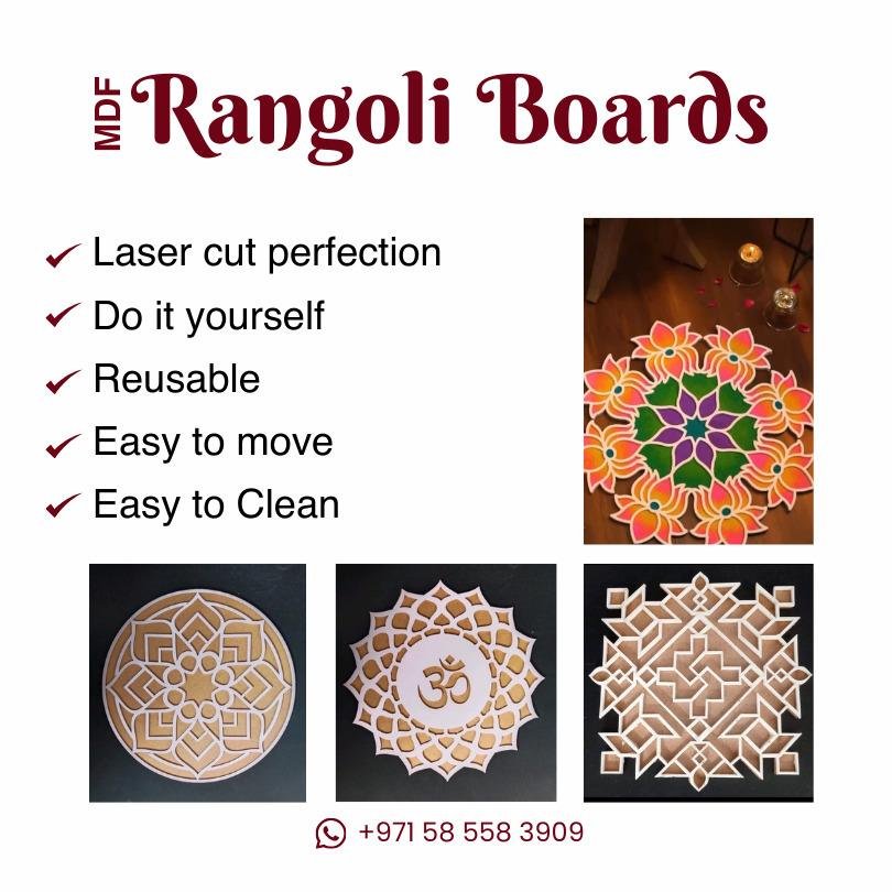 MDF Rangoli Board | Design C | Pack of 1 - Divinesansar