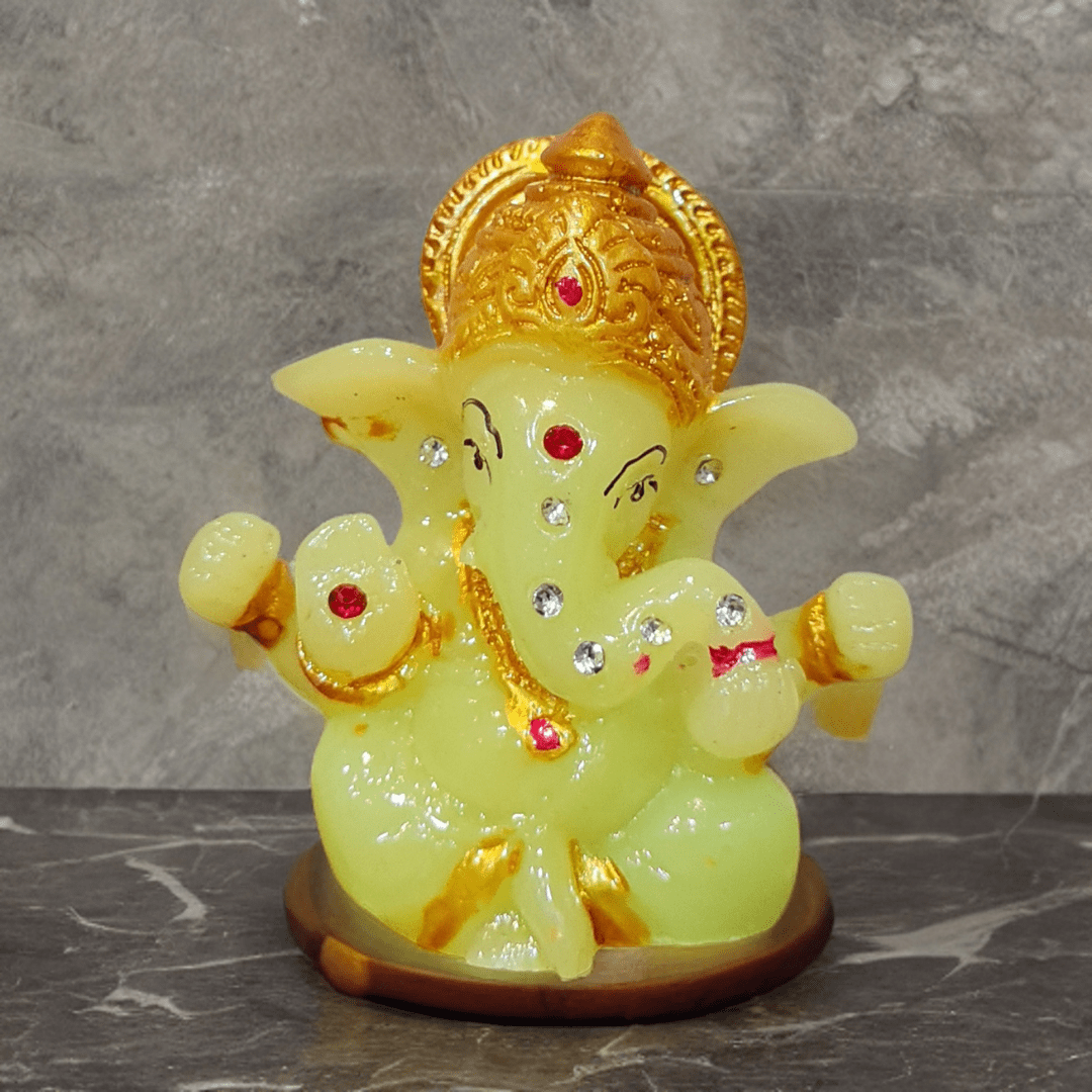 Glow-in-the-Dark Ganesh Murti - 6cm x 3.5cm | Divine Radiance Statue - Divinesansar