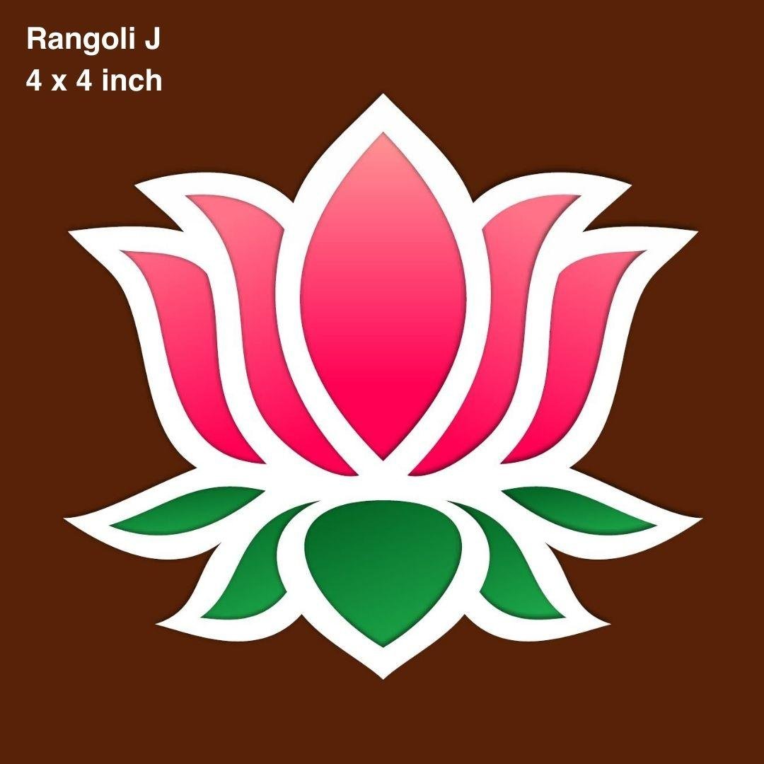 MDF Rangoli Board | Design J | 4″ x 4″ | Set of 4 - Divinesansar