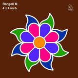 MDF Rangoli Board | Design M | 4″ x 4″ | Set of 4 - Divinesansar