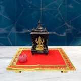 Red Velvet Pooja Aasan Cloth (Set of 2) - Divinesansar