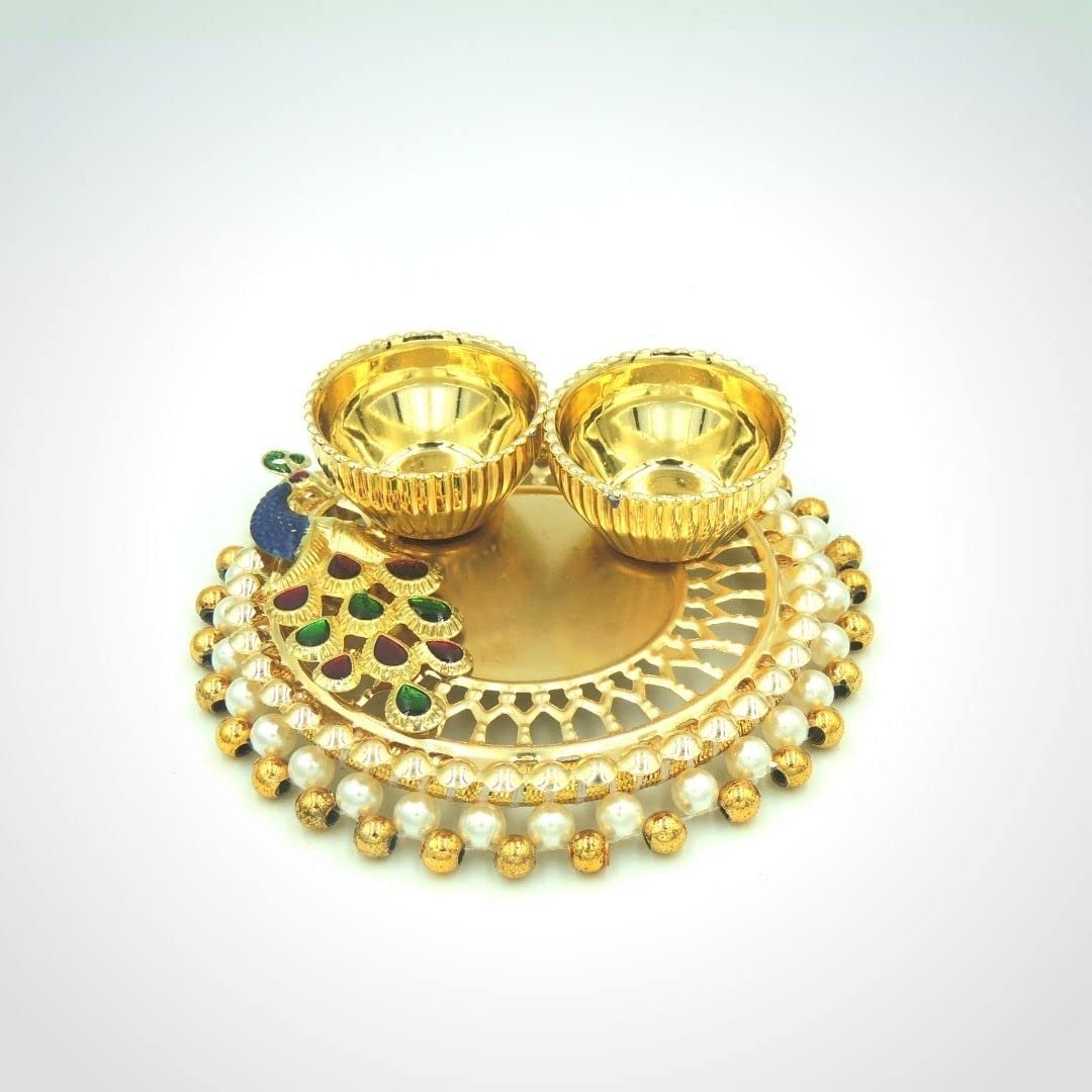 Haldi Kumkum Holder Peacock theme - Divinesansar