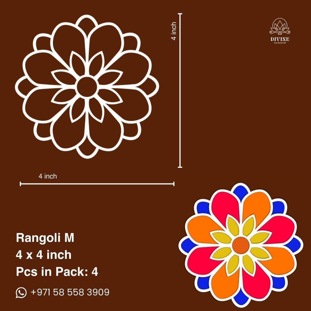 MDF Rangoli Board | Design N | 4″ x 4″ | Set of 4 - Divinesansar