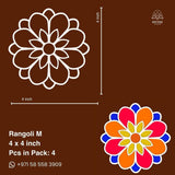 MDF Rangoli Board | Design N | 4″ x 4″ | Set of 4 - Divinesansar