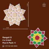 MDF Rangoli Board | Design O | 4" x 4" | Set of 4 - Divinesansar