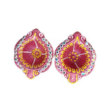 Colourful Clay Diyas for Diwali | Set of 2 - Divinesansar