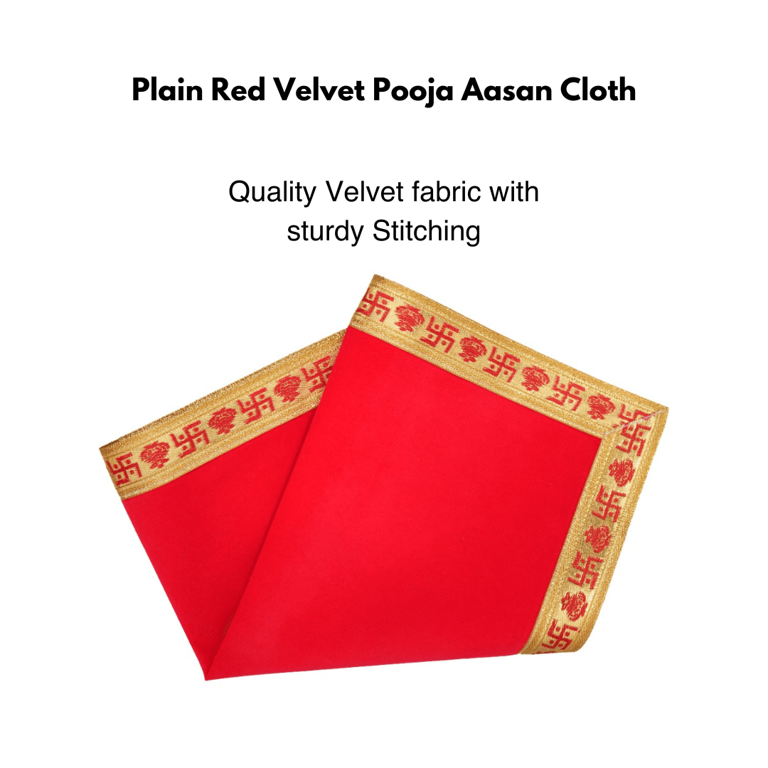 Red Velvet Pooja Aasan Cloth (Set of 2) - Divinesansar