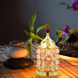 Crystal-Adorned Brass Akhand Diya - Divinesansar