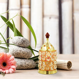 Crystal-Adorned Brass Akhand Diya - Divinesansar