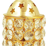 Crystal-Adorned Brass Akhand Diya - Divinesansar