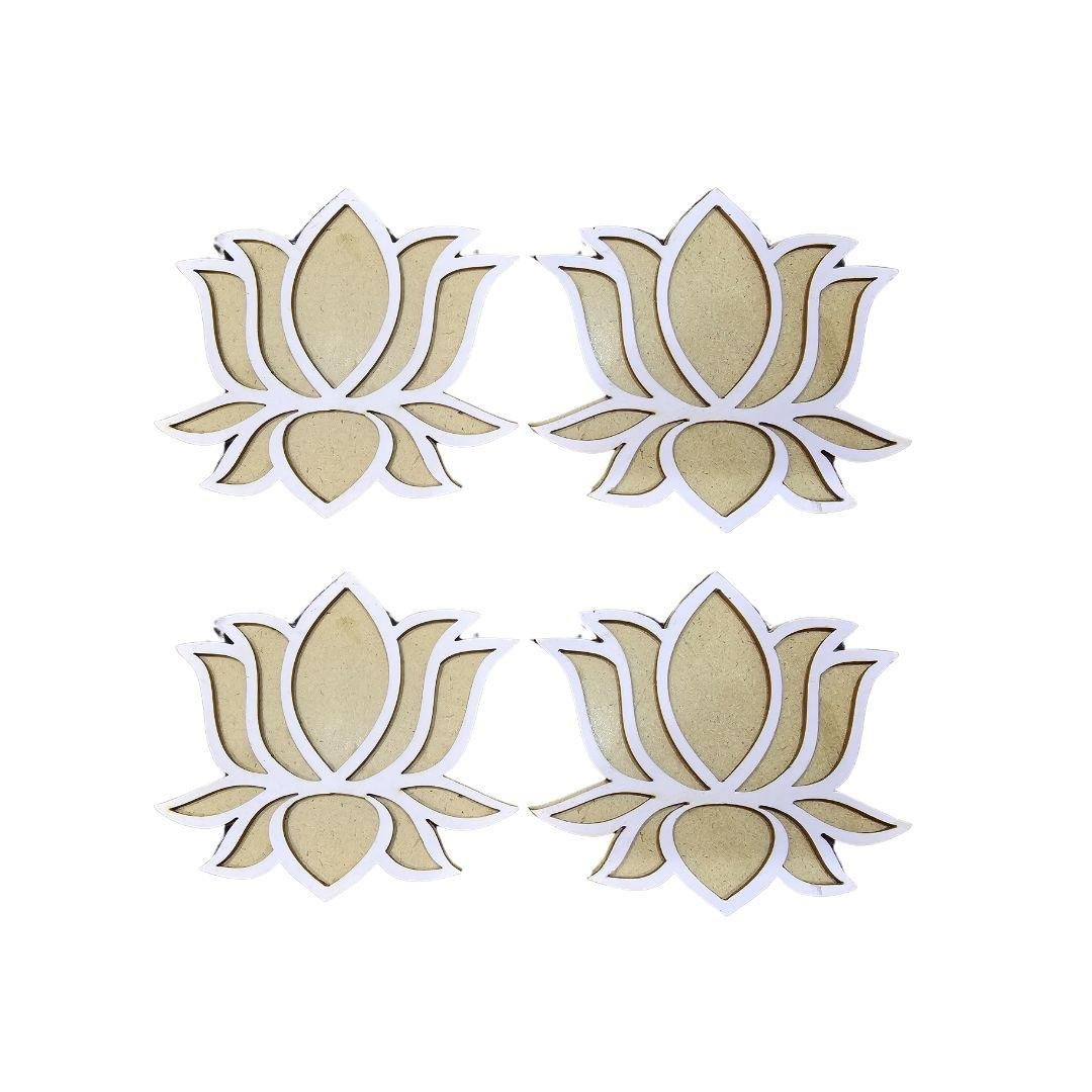 MDF Rangoli Board | Design J | 4″ x 4″ | Set of 4 - Divinesansar