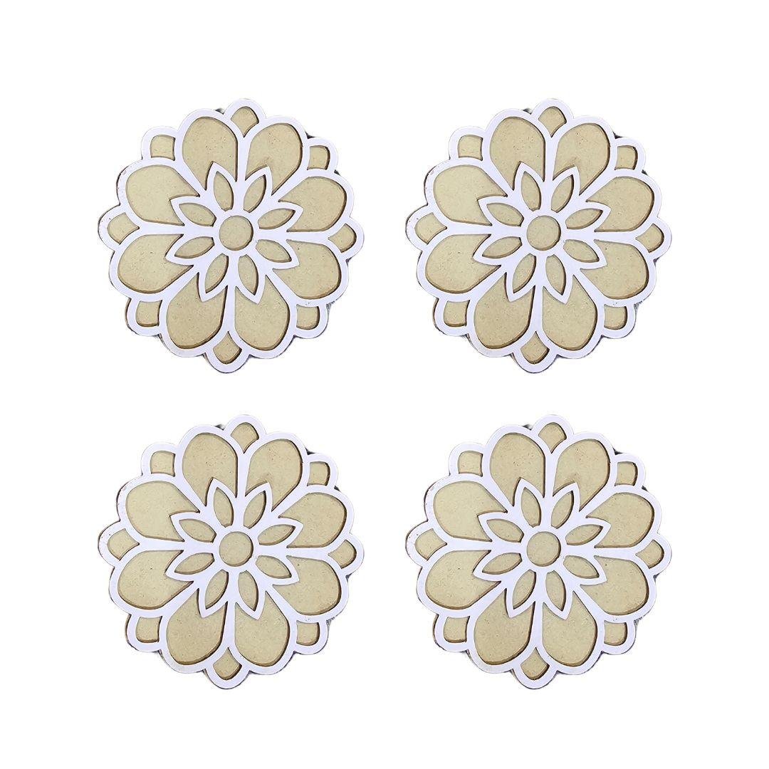 MDF Rangoli Board | Design N | 4″ x 4″ | Set of 4 - Divinesansar