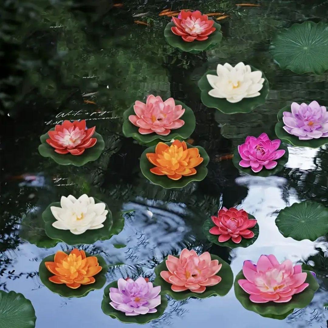 Floating Lotus Flower with Lily Pads | Set of 6 - Divinesansar