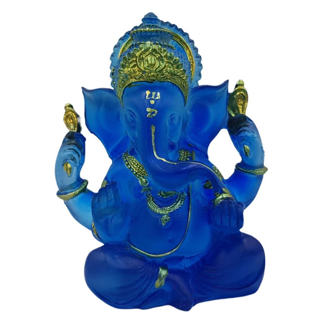Divine Ganesha Statue | Transparent Blue | 4 Inches - Divinesansar