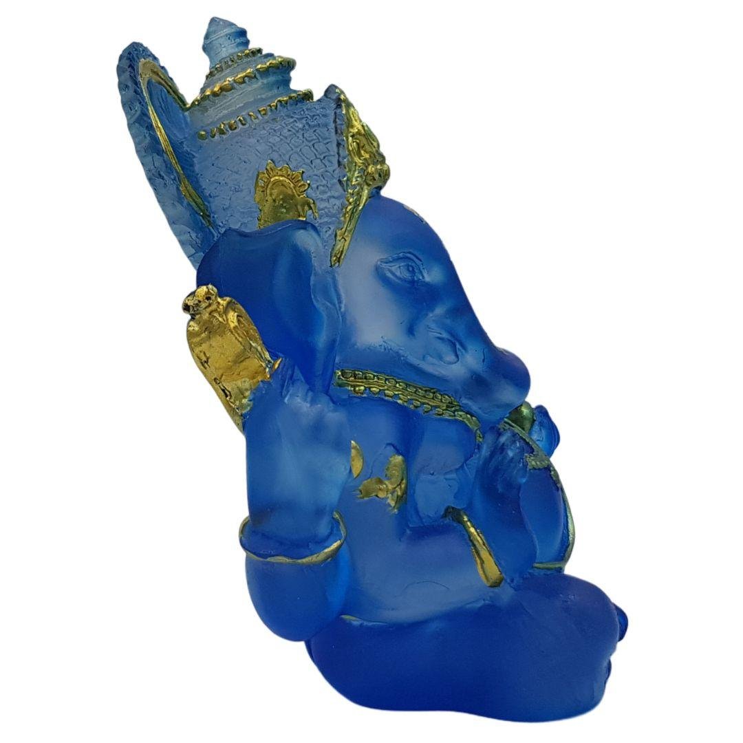 Divine Ganesha Statue | Transparent Blue | 4 Inches - Divinesansar