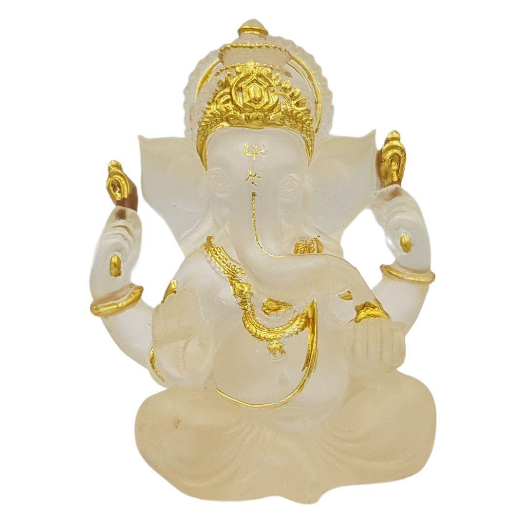 Divine Ganesha Statue | Transparent White | 4 Inches - Divinesansar