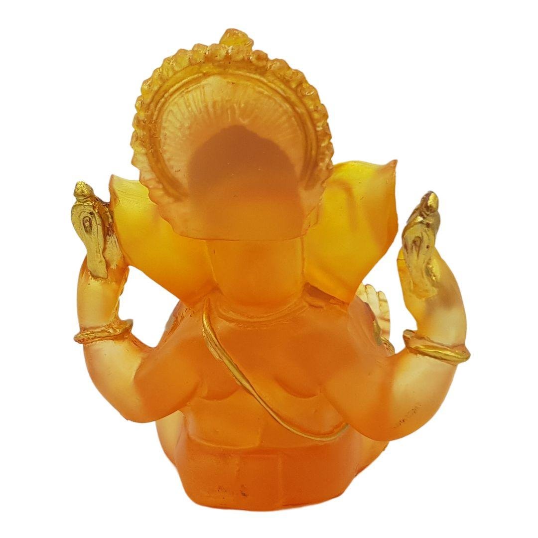 Divine Ganesha Statue | Transparent Orange | 4 Inches - Divinesansar