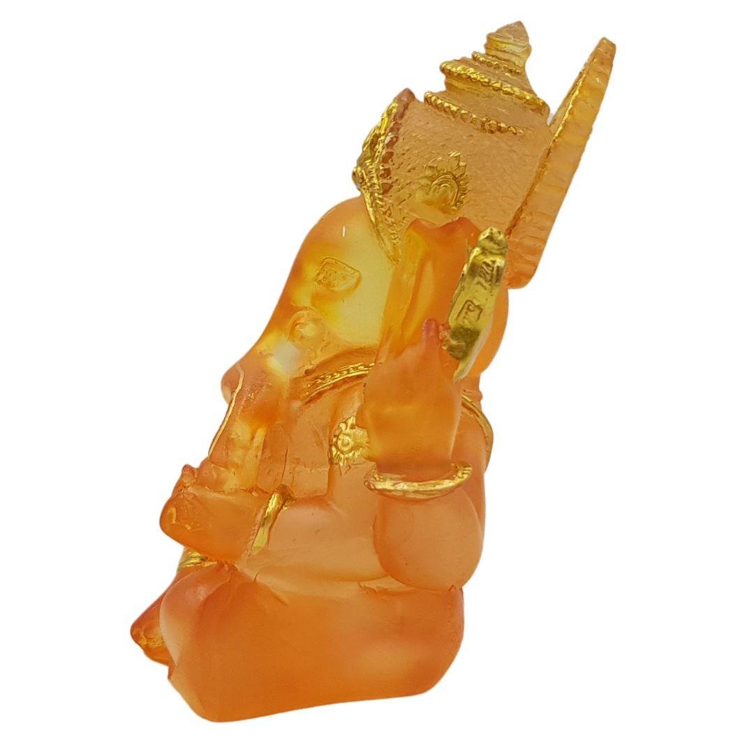 Divine Ganesha Statue | Transparent Orange | 4 Inches - Divinesansar