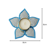 Glass Work Lotus Tealight Holder Set (4 pcs) | Red, Yellow, Blue & Pink