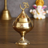 Akhand Brass Diya with Om and Swastik Symbol - Divinesansar