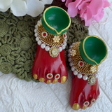 Laxmi Charan Diya Pair Set (Terracotta, 10x5x5cm)