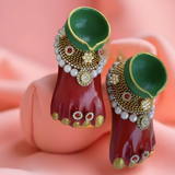 Laxmi Charan Diya Pair Set (Terracotta, 10x5x5cm)