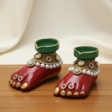 Laxmi Charan Diya Pair Set (Terracotta, 10x5x5cm)