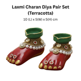 Laxmi Charan Diya Pair Set (Terracotta, 10x5x5cm)