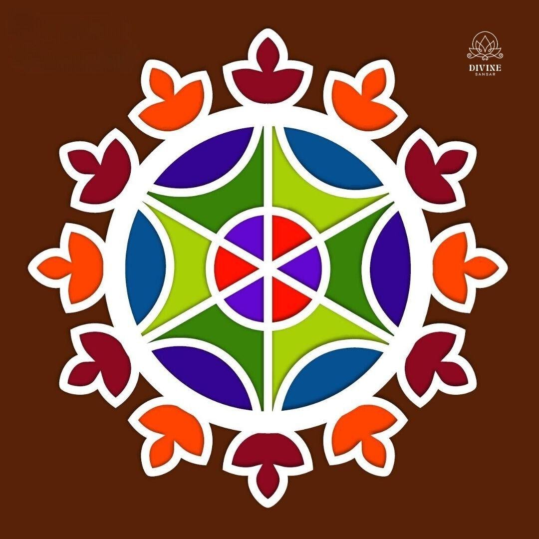 MDF Rangoli Board | Design F | Pack of 1 - Divinesansar