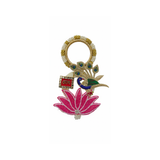 Peacock & Lotus Shubh Labh Pink Wall Hangings: Handmade Motiwork (15cm x 8.5cm)
