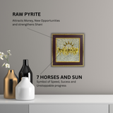 Divine Sansar Pyrite Stone Frame with Vastu Seven Running Horses & Sun