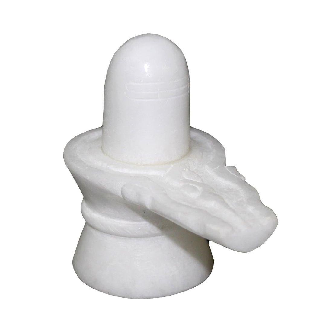 White Marble Stone Shivling - Divinesansar