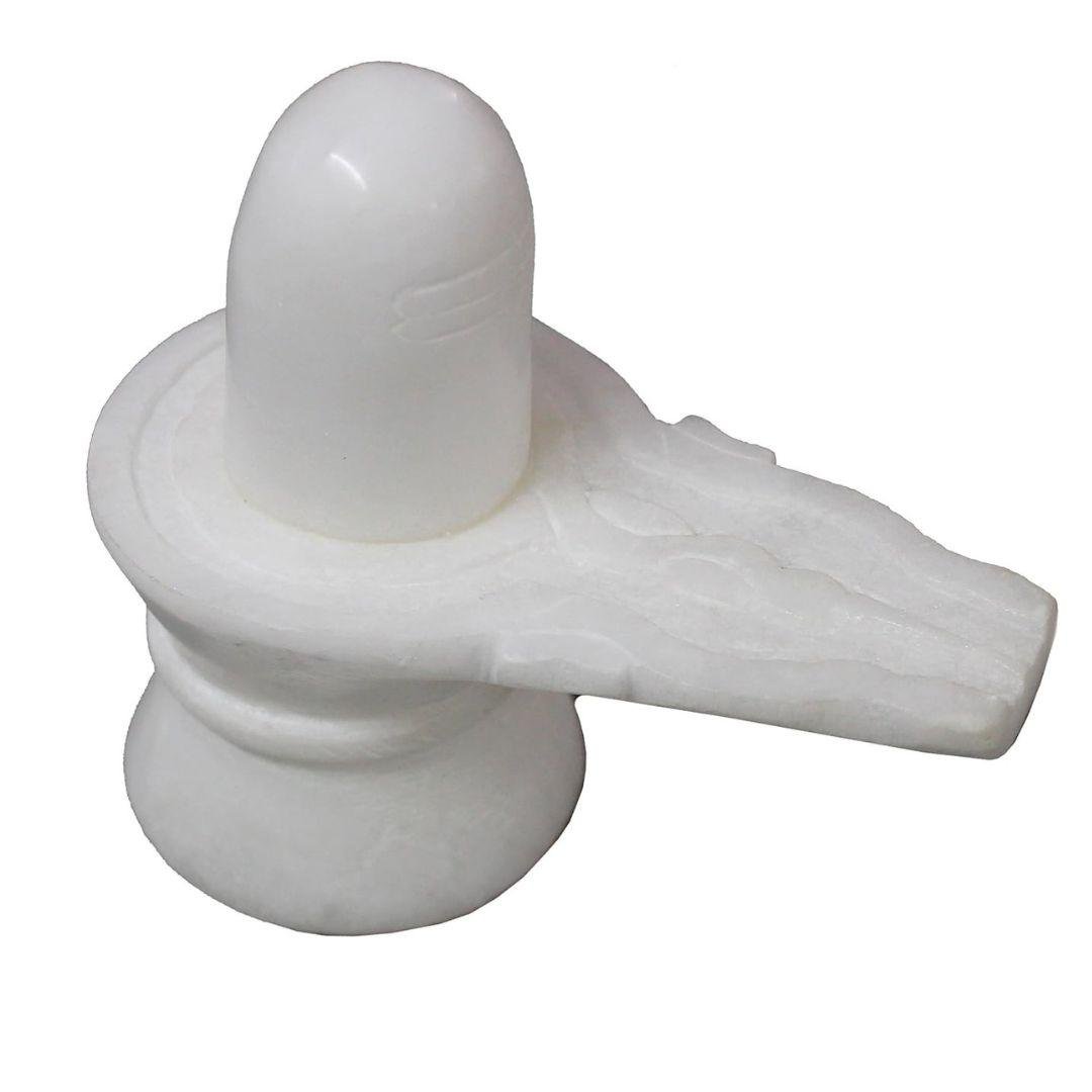 White Marble Stone Shivling - Divinesansar