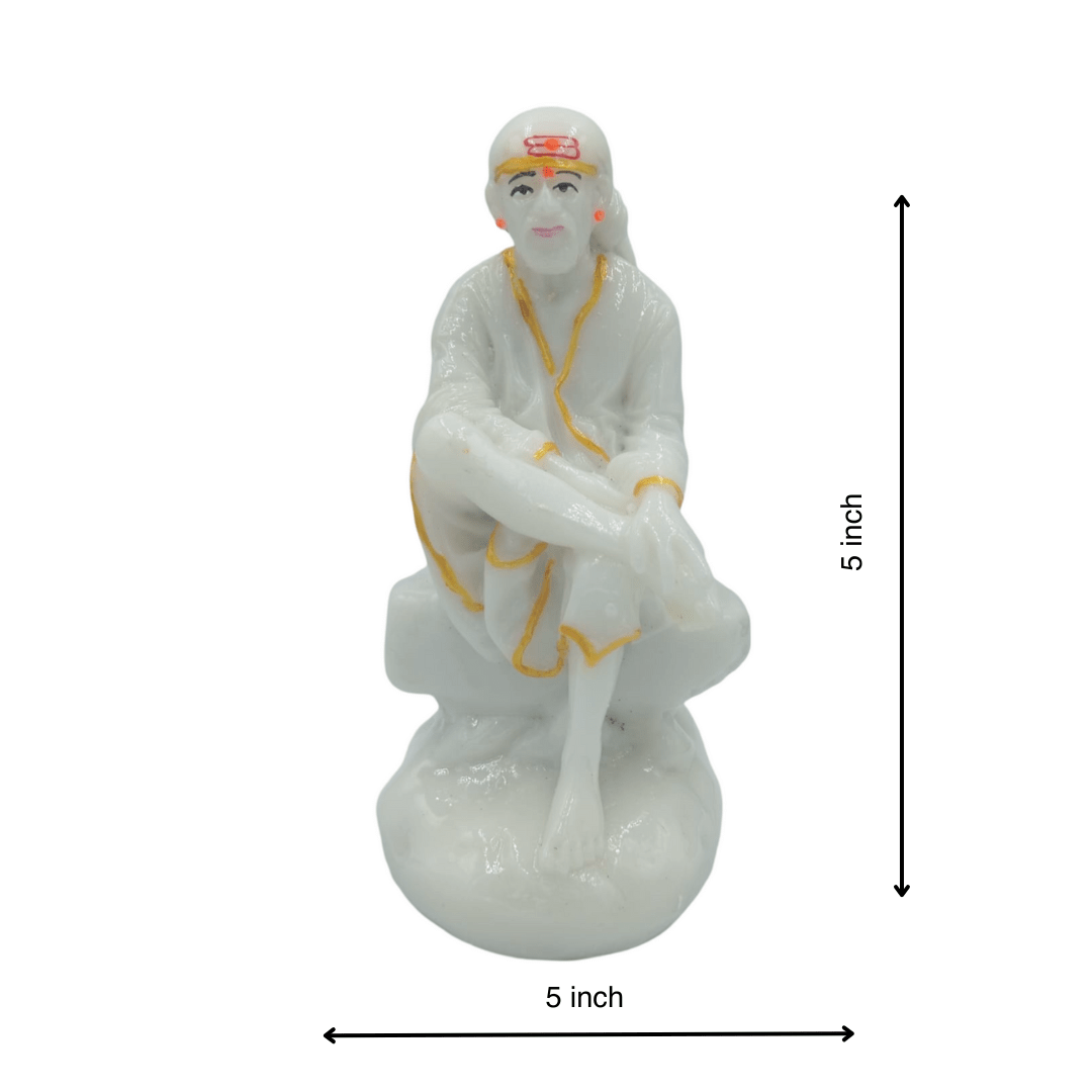 Sai Baba statue white - 5 inch - Divinesansar