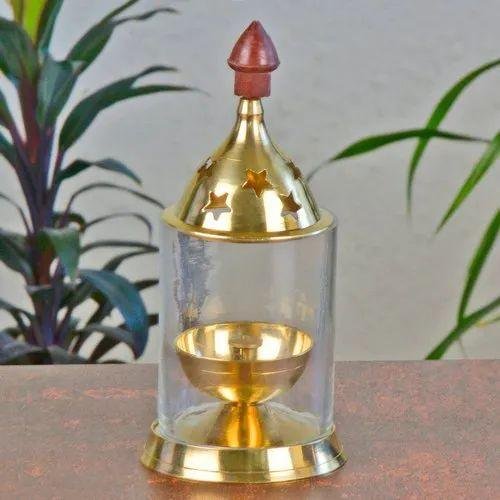 Akhand Diya with Glass Cover - Divinesansar