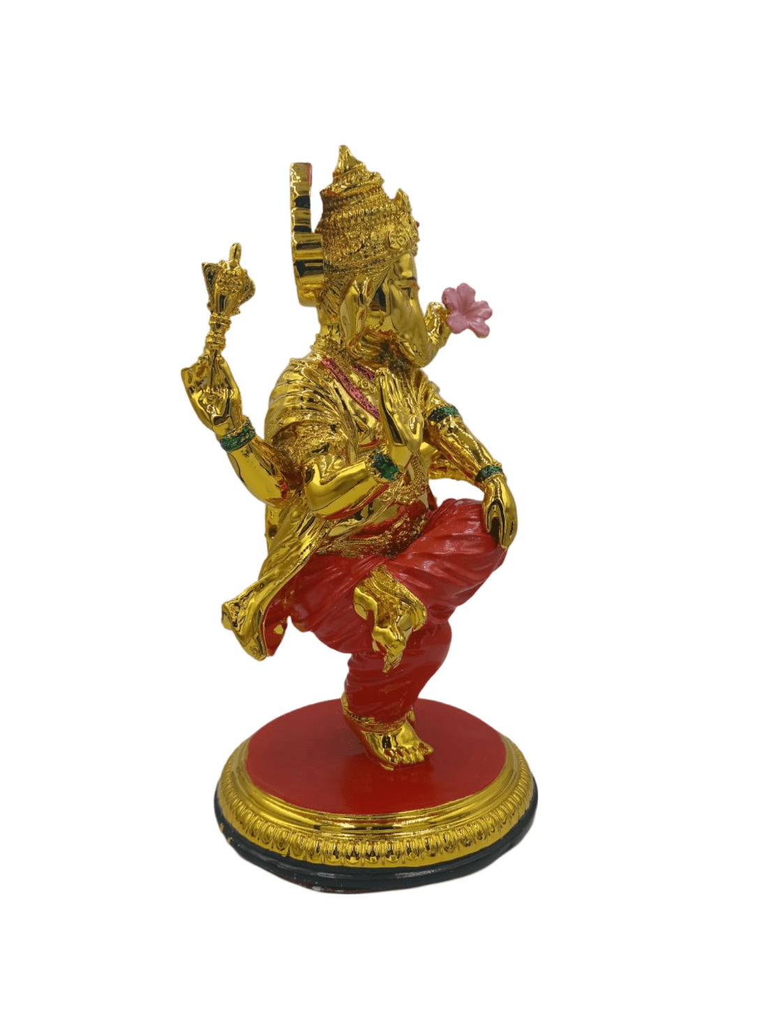 Ganesha Murti Statue With Golden & Red  - 25cmx25cm - Divinesansar