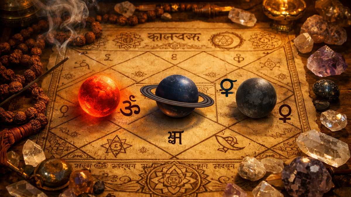 Vedic astrology chart showing Mangal Shani Kaal Sarp Dosh - Divine Sansar remedies guide