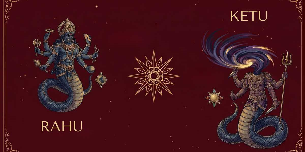 Rahu and Ketu as serpent deities - the severed head and body of Svarbhanu in Vedic art style - Divine Sansar UAE