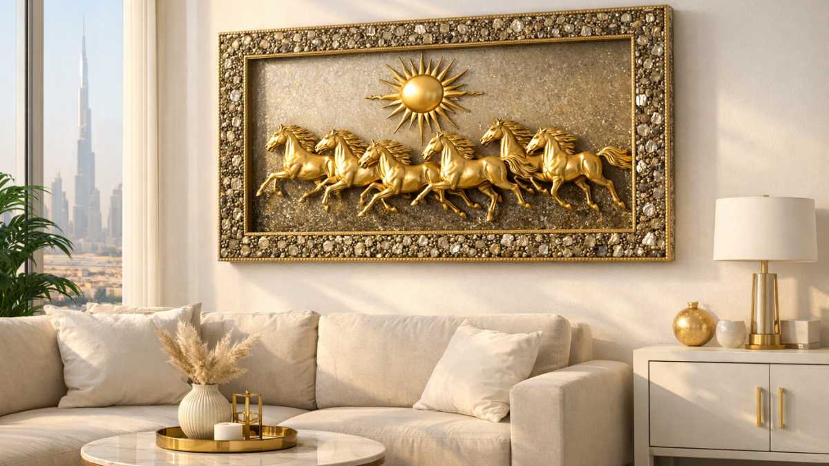 Vastu pyrite frame seven running horses placement guide - Divine Sansar